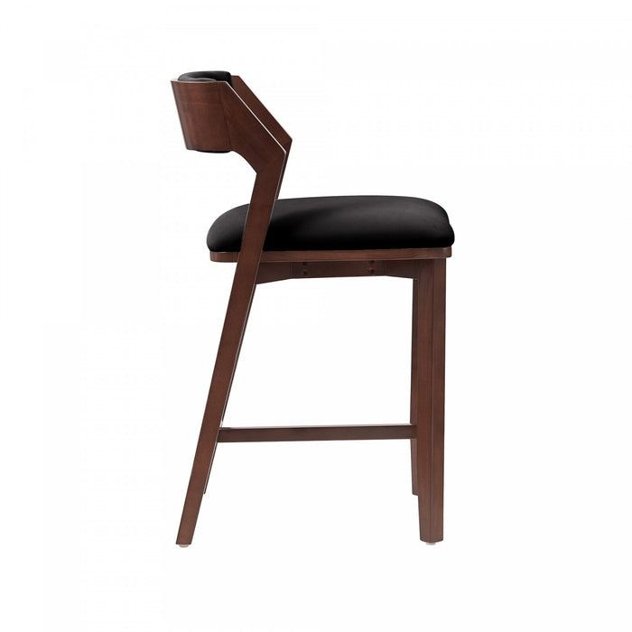 Patricia Modern Wood Upholstered Counter Stool in Black - Set of 3