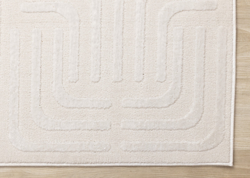 Leonardo Cream Beige Oriental Trellis Pattern Rug, 5'3\" x 7'7\" Indoor Area Rug