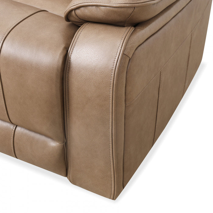 Marlow 37 in. Leather Match Power Glider Recliner with USB/USB-C - Taupe