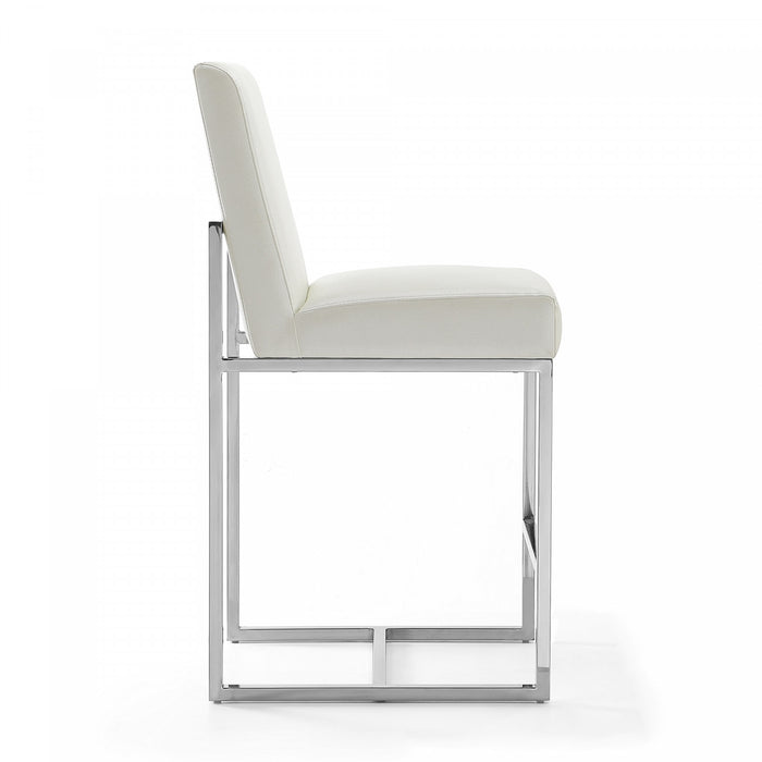 Element Modern Metal Upholstered Counter Stool in Pearl White - Set of 3