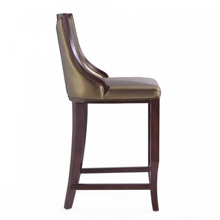 Emperor Traditional Wood Upholstered Barstool in Bronze - Set of 3