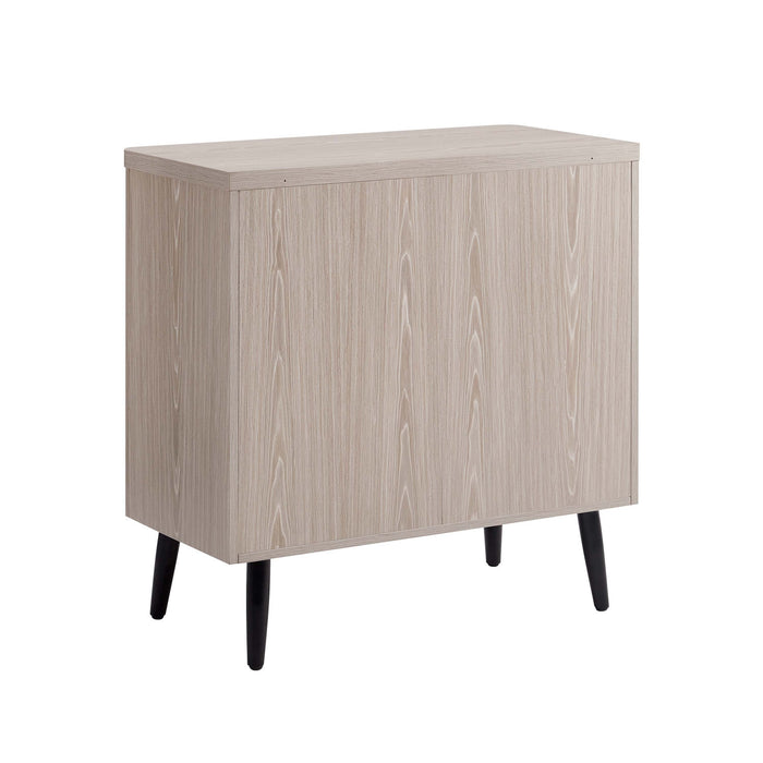 Jodie Mid-Century Modern 31\" Fluted Accent Cabinet in Whitewashed Oak