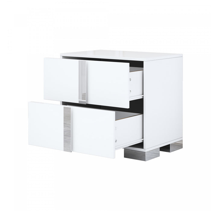 Madeline Nightstand with 2 Storage Drawers and Metal Legs,White