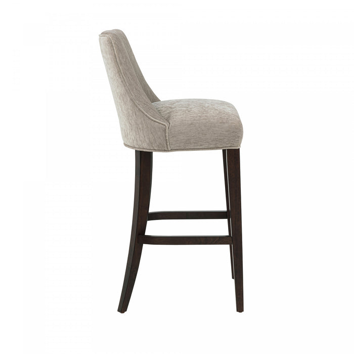 Beever Modern Chenille Wood Upholstered Barstool in Taupe - Set of 2 Bar Stool