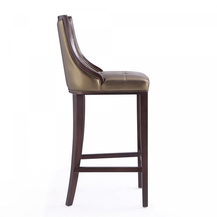 Fifth Avenue Traditional Wood Upholstered Barstool in Bronze - Set of 2