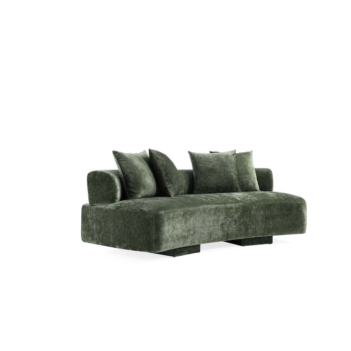 Verandah Mid-Century Modern 2-Piece Sofa Set in Olive Green