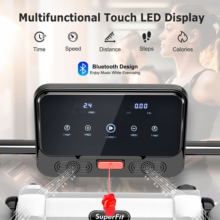 Superfit Folding 2.25hp Electric Treadmill Running Machine App Control Bluetooth