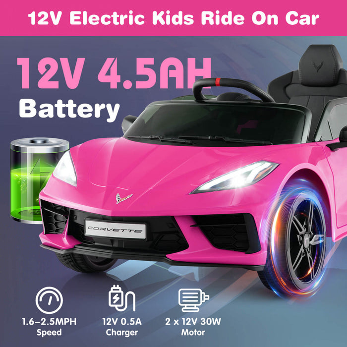 Costway 12v Electric Kids Ride On Car With Remote Control Wireless Connection Lights Pink
