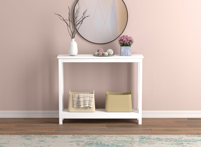 39” Console Table With One Shelf - White