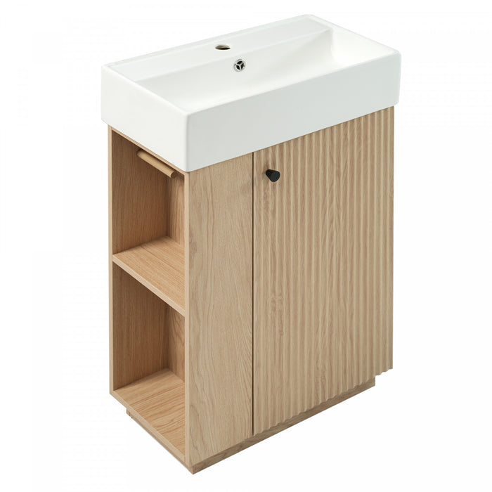 Aveline Modern Bathroom Vanity with Ceramic Sink Combo and Smart Storage, Natural