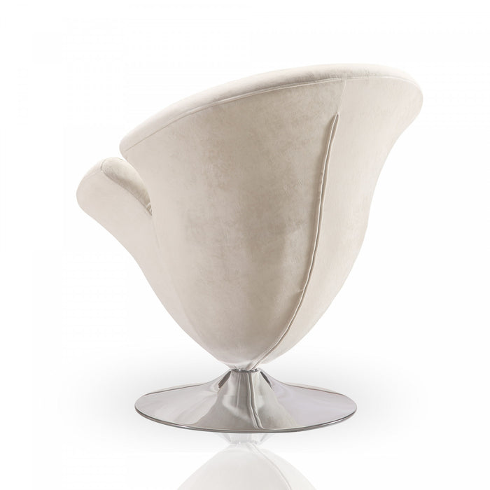 Tulip Modern Velvet Swivel Lounge Chair in White - Set of 2