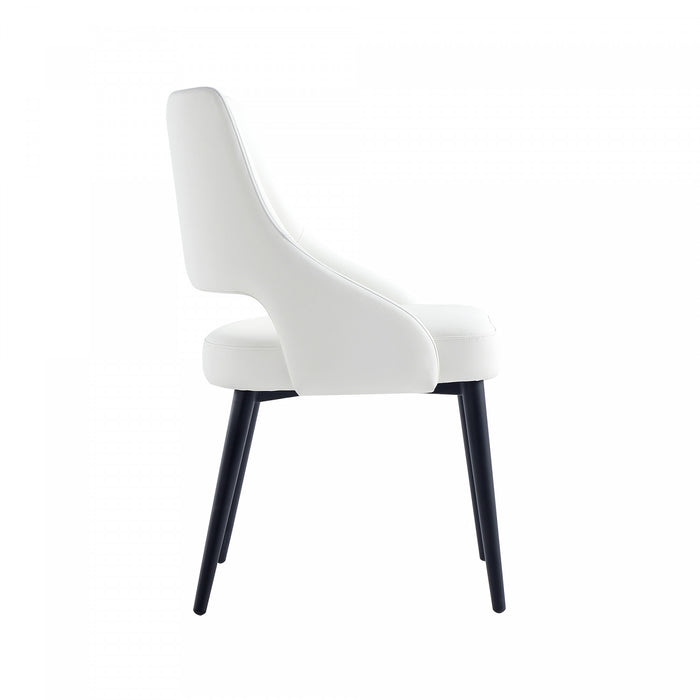 Tremont Modern Vegan Leather Metal Dining Chair in White - Set of 2