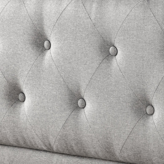 Kellen Upholstered Platform Bed with Headboard in Light Grey - King Size