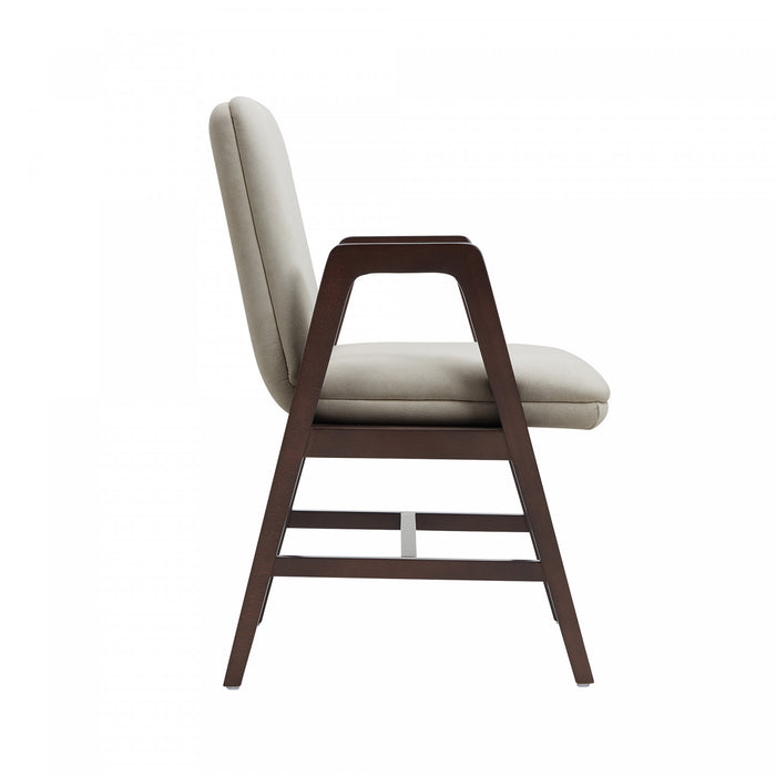 Stella Modern Wood Velvet Armchair in Champagne