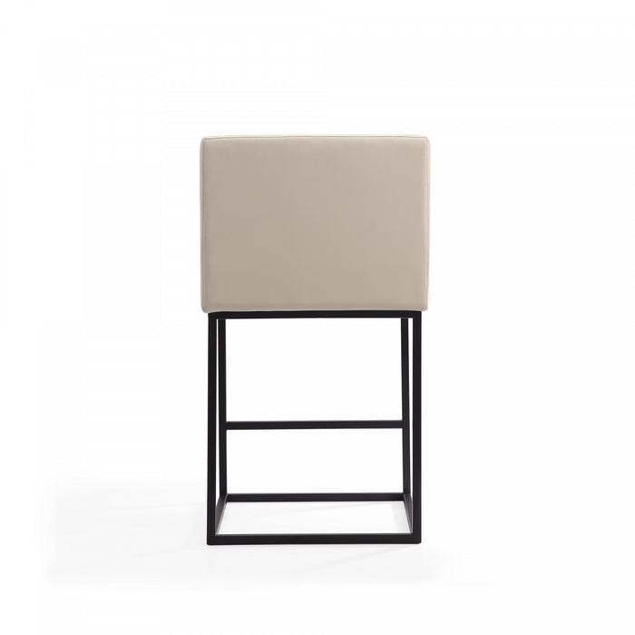 Ambassador Mid-Century Modern Metal Upholstered Counter Stool in Cream - Set of 2 Bar Stool