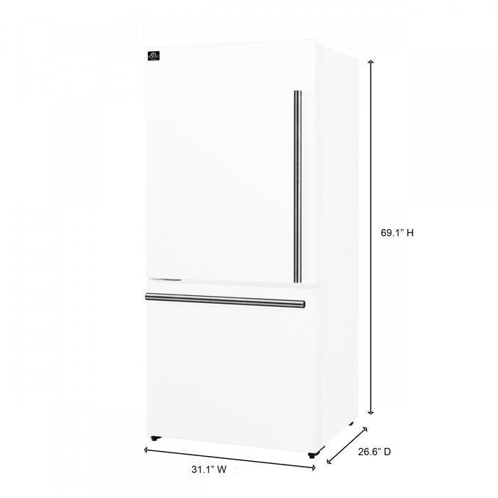 Forno Milano Espresso 31 Inch Bottom Freezer, White, 17.2 cu.ft. - FFFFD1786-31WHT