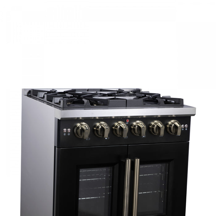 Forno Capriasca 30\" Black Gas Range 4.32 cu.ft -FFSGS6460-30BLK