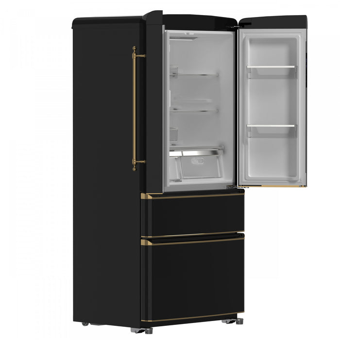 Forno Luigi 33 Inch Black French Door Refrigerator, 18 cu.ft. - FFFFD1791-33BLK