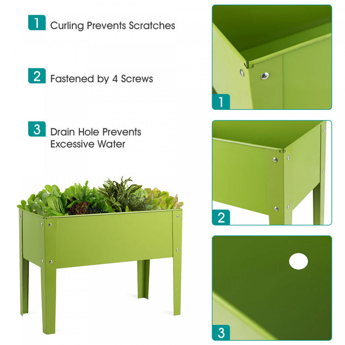 Costway 24\" X11\" Outdoor Elevated Garden Plant Stand Raised Tall Flower Bed Box
