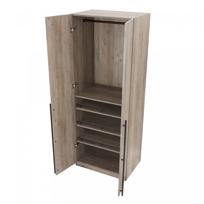 Lee Modern 32\" Wardrobe Closet in Rustic Gray - Set of 2 Armoire