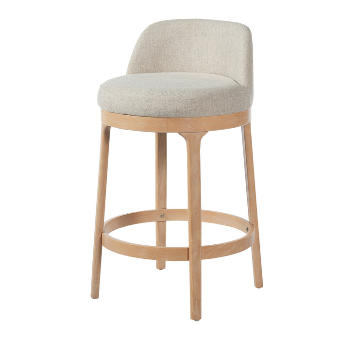 Amelia Ergonomic Rubberwood Counter Height Bar Stool Set of 2 with Upholstered Fabric,Natural
