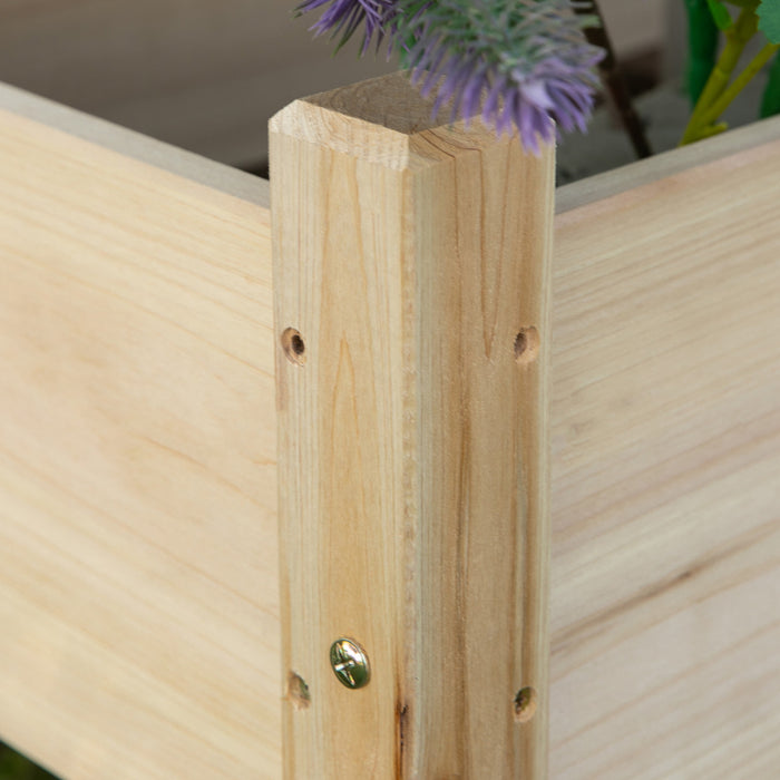 Outsunny 34\"x34\"x28\" 2-tier Raised Garden Bed Wooden Planter Box For Backyard, Patio To Grow Vegetables, Herbs, And Flowers