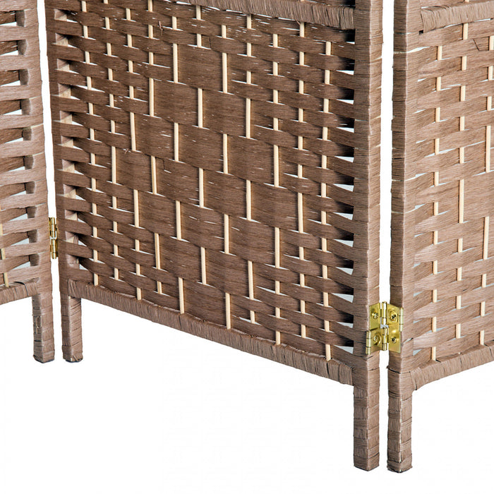 Homcom Double Hinged Woven Wicker Room Divider And Privacy Screens