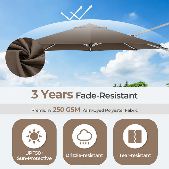 Costway 11 FT Outdoor Patio Umbrella, Round Cantilever Umbrella w/ 360° Rotation Brown