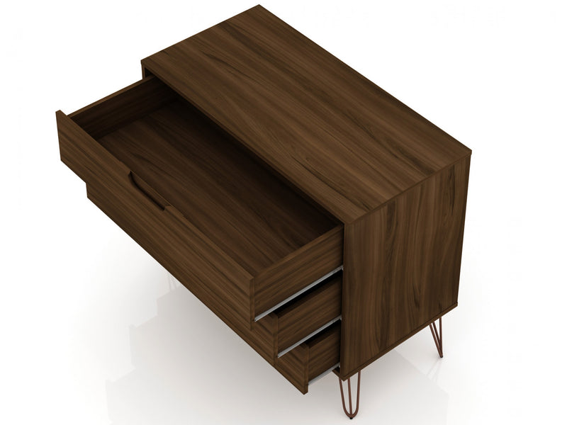 Rockefeller Mid-Century Modern 35\" Dresser in Chestnut Brown (3-Drawer) - Set of 2