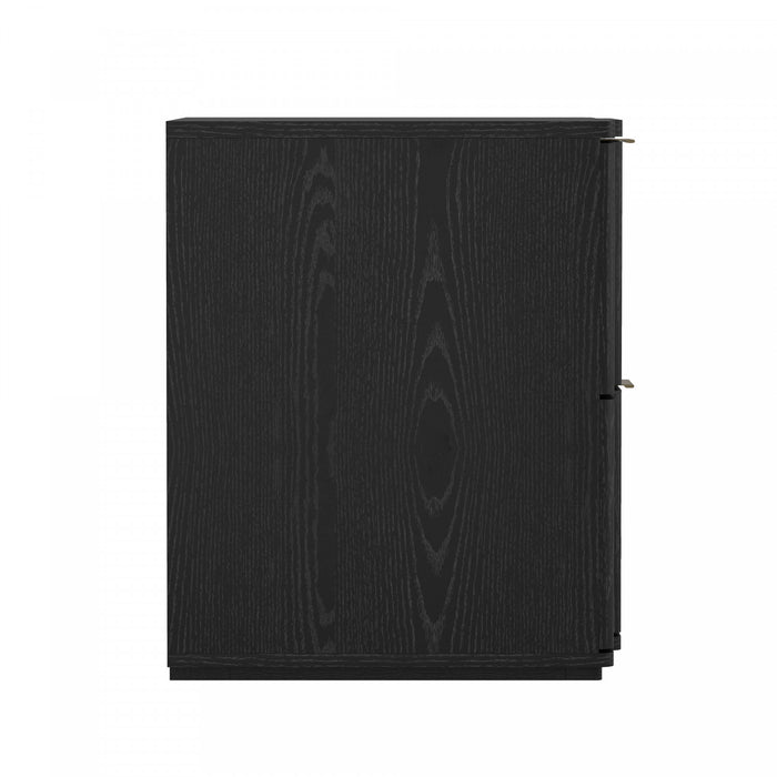 Clive Mid-Century Modern 22\" Nightstand in Black and Gold (2-Drawer)