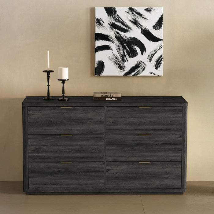 Evelyn Modern 60\" Dresser in Charcoal Gray (6-Drawer)