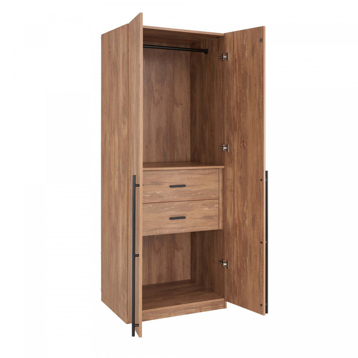 Lee Modern 32\" Wardrobe Closet in Golden Brown Armoire