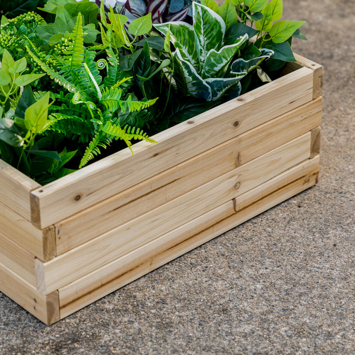 Outsunny 47\" X 24\" X 9\" Raised Garden Bed, Outdoor Wooden Planter Box For Growing Vegetables, Flowers, Fruits, Herbs, And Succulents, Easy Assembly