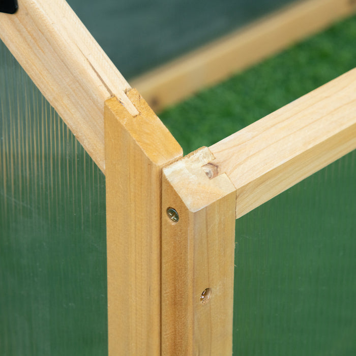 Outsunny Wooden Cold Frame Greenhouse Garden Portable Raised Planter With Openable Top For Indoor, Outdoor, Flowers, Vegetables, Plants, 35.5\" X 20.5\" X 19.5\", Light Brown