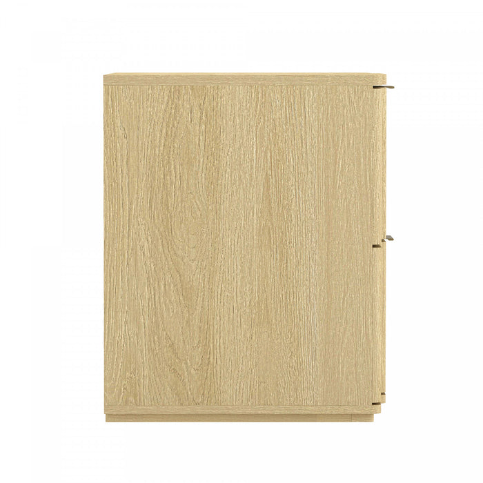 Clive Mid-Century Modern 22\" Nightstand in Natural and Gold (2-Drawer)