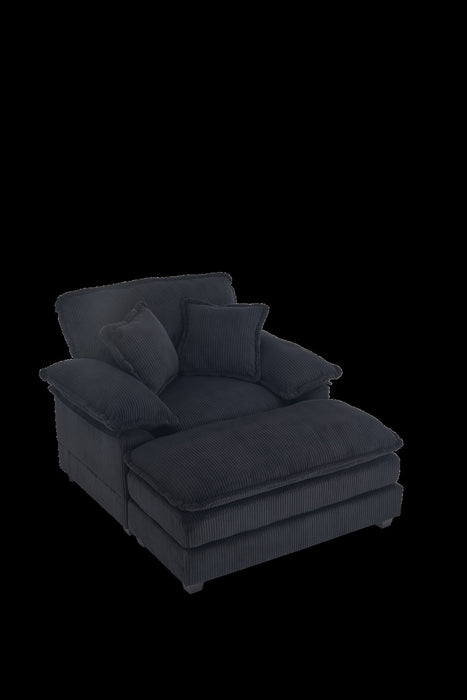 Liam 46.9\" Modern indoor corduroy sofa with 2 soft cushions ,Black Sofa