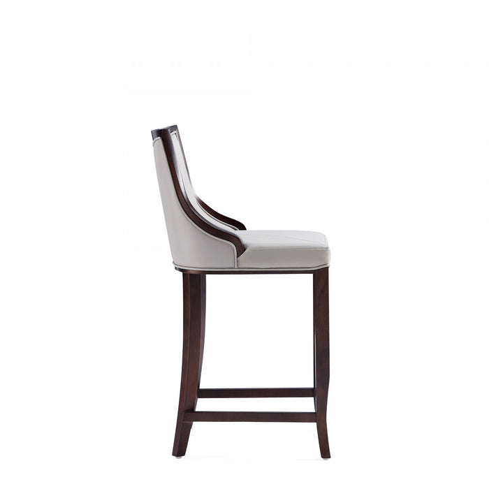 Emperor Traditional Wood Upholstered Barstool in Light Gray - Set of 3