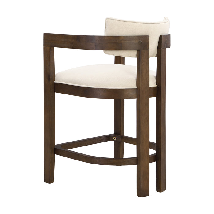 Lucas 26\" Rubberwood Counter Height Bar Stool with Upholstered Seating Set of 2,Walnut Dining Chair