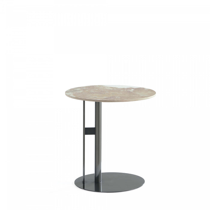 Alondra Modern Glam Sintered Stone Top End Table in Black