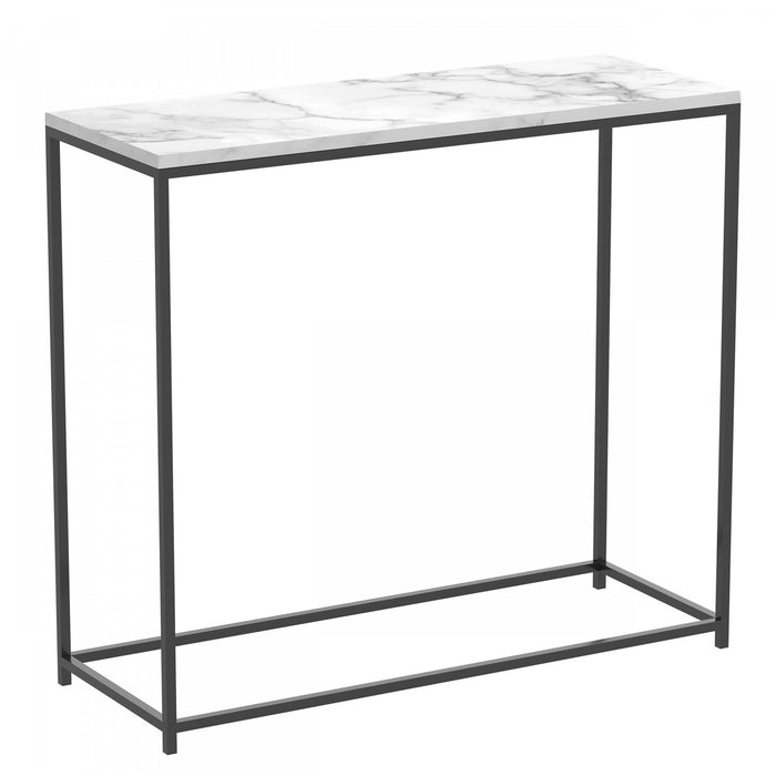 31” Modern Console Table - Marble With Black Metal