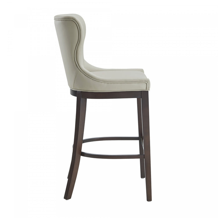 Blair Modern Wood Upholstered Barstool in Stone - Set of 2 Bar Stool