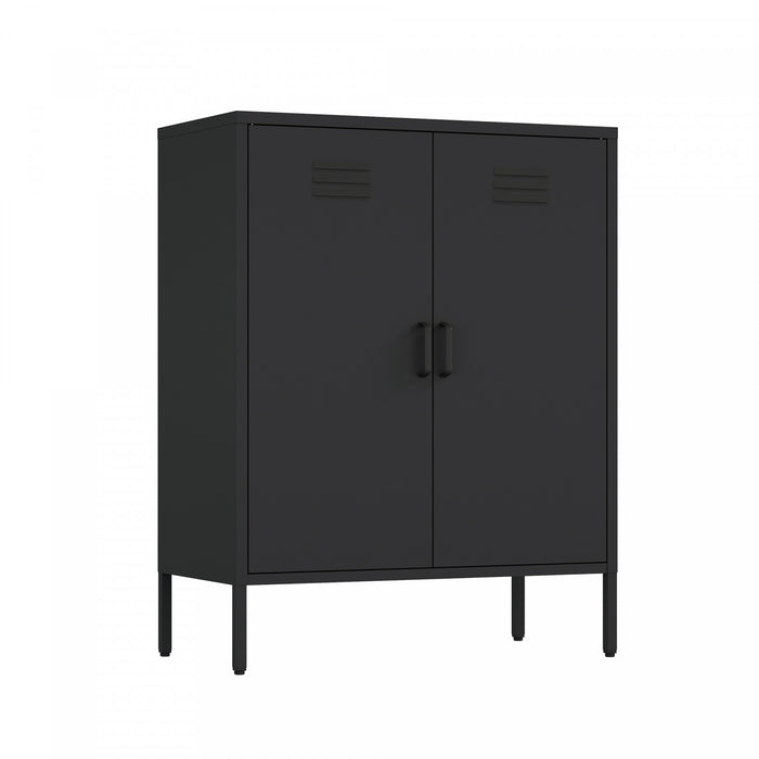 Naomi Modern 2-Piece Metal Storage Cabinets in Black