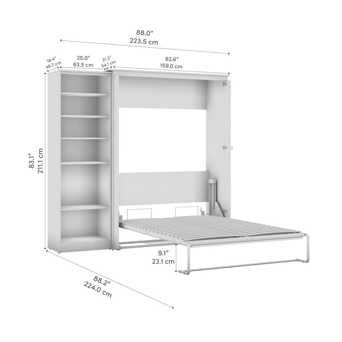 Bestar Key West Full Murphy Bed with Closet Organizer (88 W) - Pure White Oak