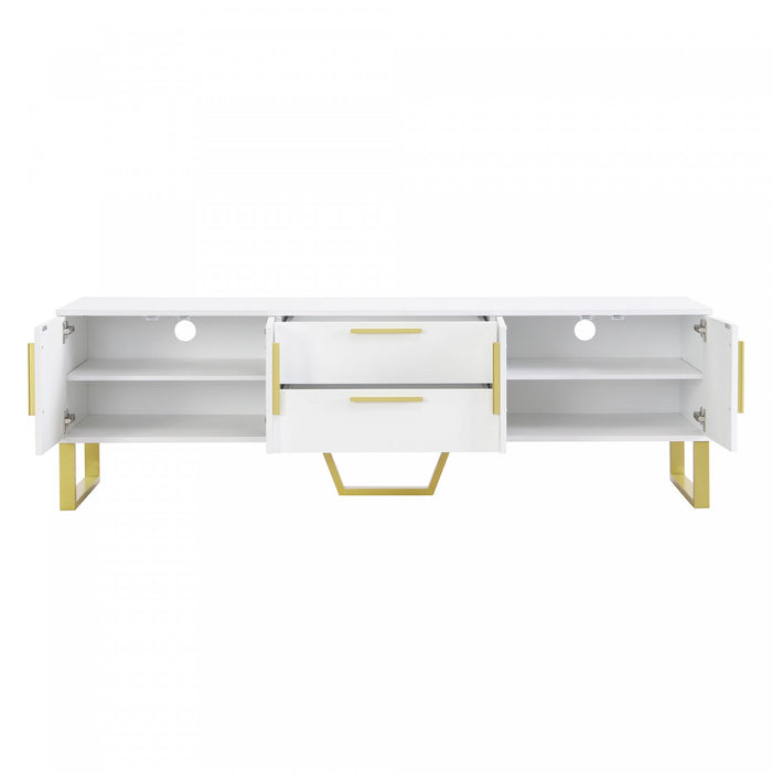 Steven 66.9\" Floor-standing Design TV Cabinet with and Gold Handles&Legs,White Tv Stand