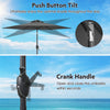 Costway 7.5 ft Solar Powered Patio Umbrella with LED Lights Push Button Tilt Crank Handle Gray