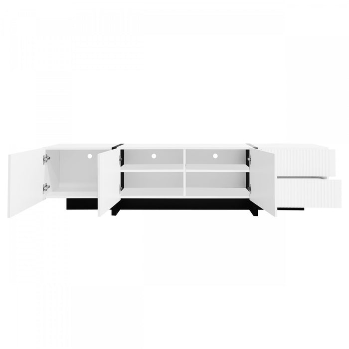 Emily 74.7\" Large Storage TV Cabinet with Doors and Drawers,Black Tv Stand