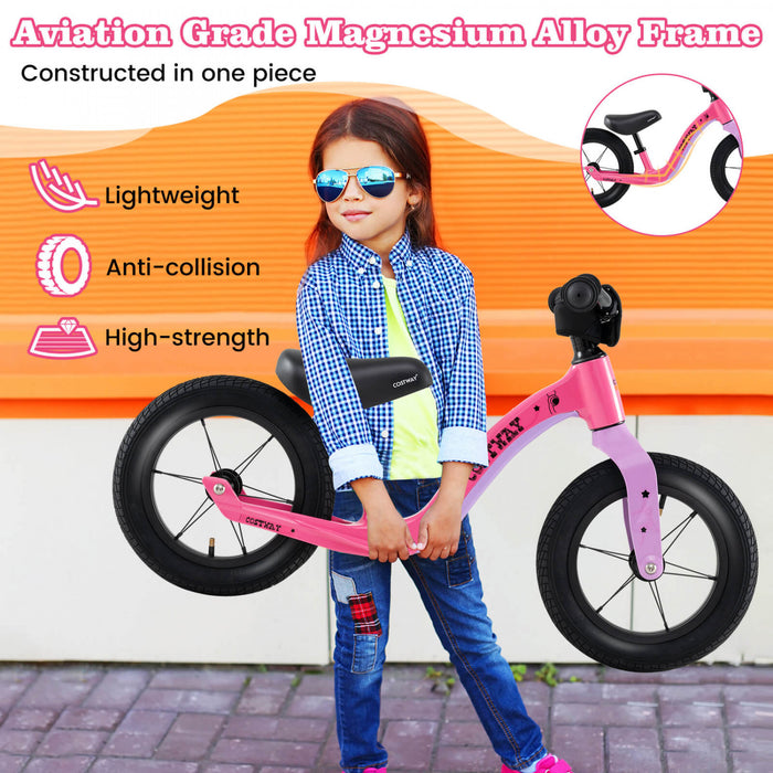 Costway 12 Inch Magnesium Toddler Balance Bike No Pedal Training Toddler Balance Bike Pink