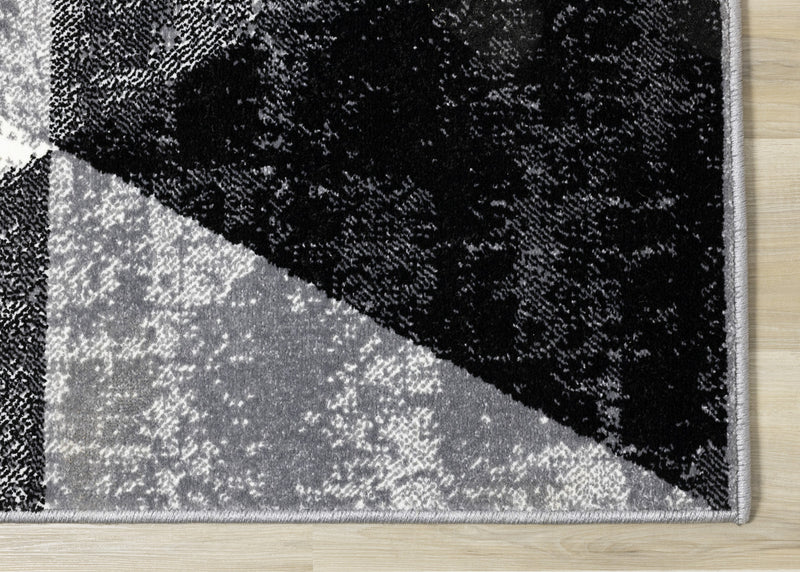 Covington Black White Grey Distressed Geometric Triangle Rug, 6'7\" x 9'10\" Indoor Area Rug