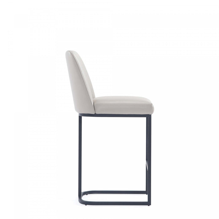 Serena Modern Metal Upholstered Counter Stool in Light Gray - Set of 2 Bar Stool