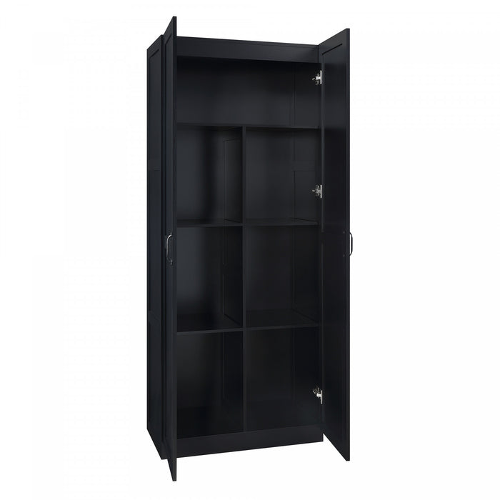 Cornelia Modern 30\" Storage Cabinet in Black (7-Shelf)